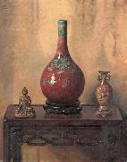 Hubert Vos Red Chinese Vase oil